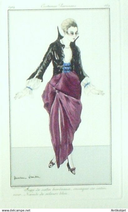 Gravure Costume Parisien 1914 #169 Lemaire Germaine (eau forte) Jupe de Satin