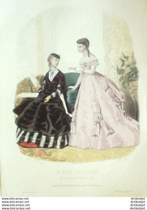 Gravure Mode illustree 1868 #  6 (Old Fashion plate)