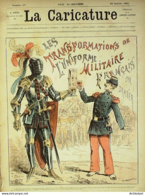 La Caricature 1881 #  57 Les transformations de l'uniforme militaire Draner