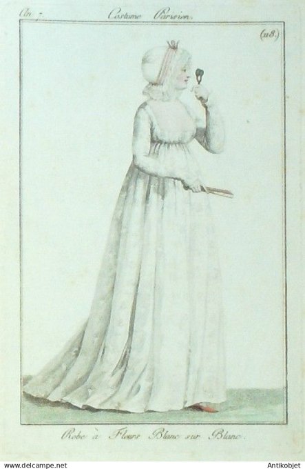 Costume Parisien 1799 an 7 #118 (eau forte) Robe ? fleur