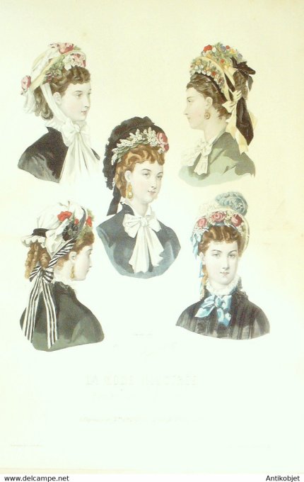 Gravure de mode La Mode illustrée 1875 n°14 (Maison Deloffre)