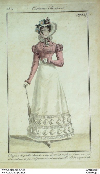 Costume Parisien 1821 # 1984 Spencer velours Robe Perkale