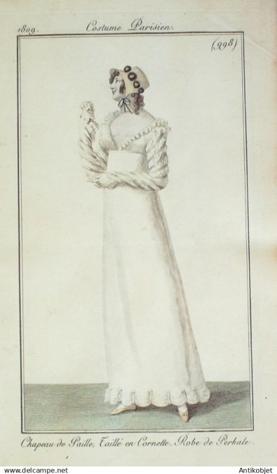 Costume Parisien 1809 # 998 (eau forte) Robe Perkale