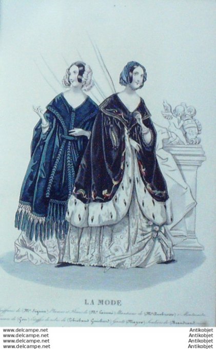 Gravure La mode 1841 #  9 (aquarelle old Fashion plate)