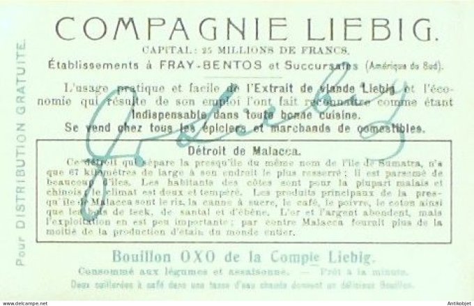 Chromo Liebig Sang  868 Detroits extra-Europeens I (1906)