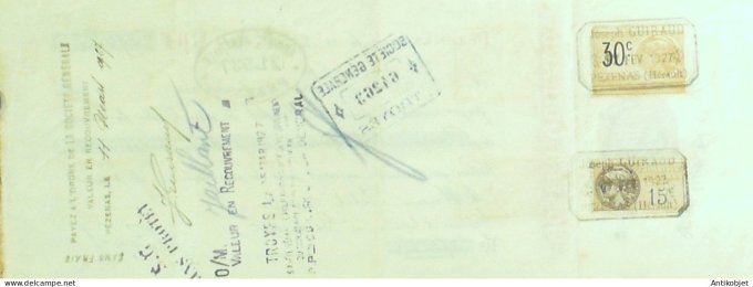 Lettre de change de Joseph Guiraud (Viticulteur) 1927 Pèzenas (34)