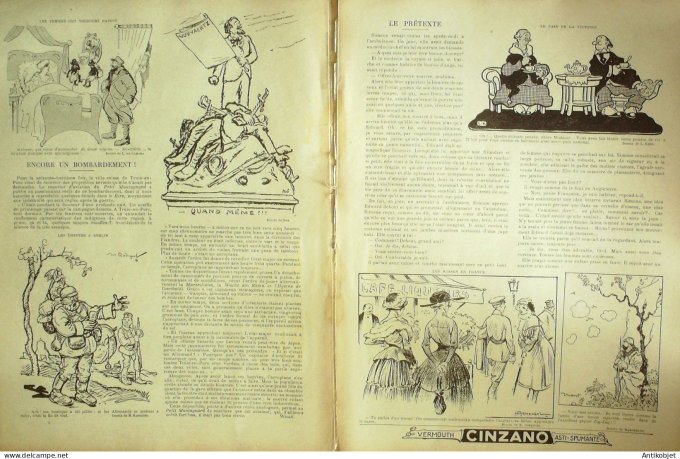 Le Rire Rouge 1916-06- 3 #  81 Journal humoristique Ed.Originale Bombardement
