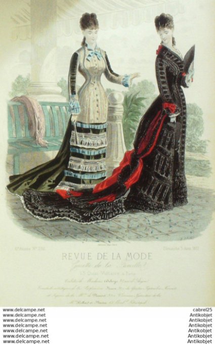Gravure Mode La Gazette 1877 # 292 (Old Fashion plate)