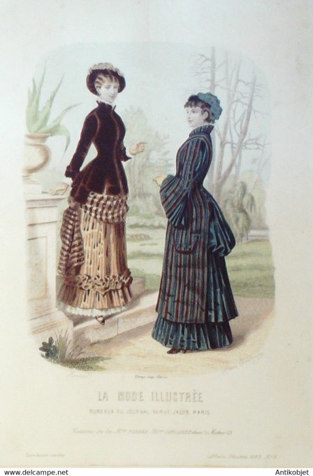Gravure de mode La Mode illustrée 1882 n°08 (Maison Fladry-Coussinet)