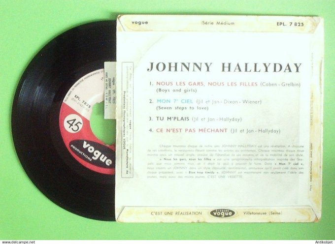 Hallyday Johnny 45T EP Nous les gars nous les filles (languette) 1961