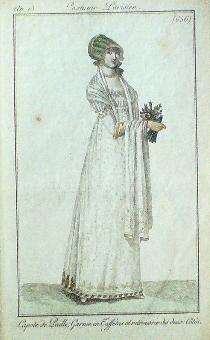 Gravure Mode Costume Parisien 1805 an 13 # 656 (eau forte old Fashion plate
