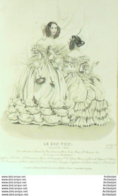 Gravure Mode Le Bon Ton 1840 # 412 (aquarelle old fashion plate)