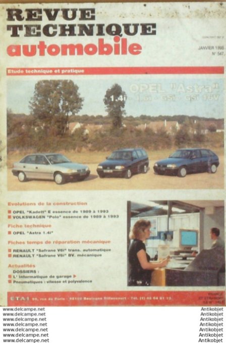 R.T Automobile Opel Kadett E Astra Renault Safrane V6i   # 547