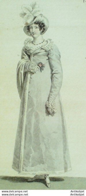 Gravure de mode Costume Parisien 1815 n°1518 Redingote de Lévantine