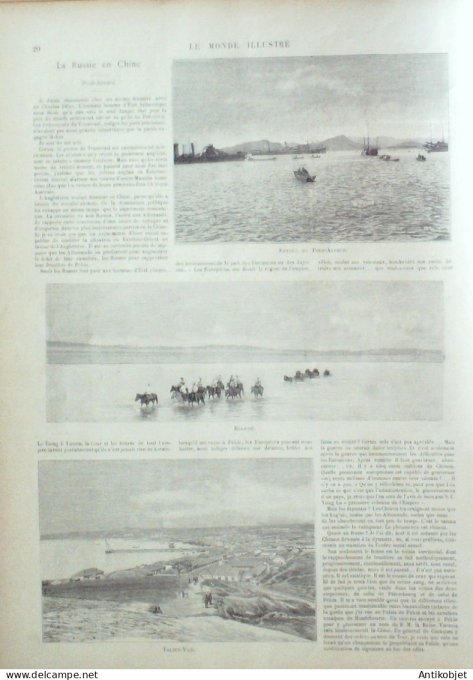 Le Monde illustré 1900 n°2233 Chine Talien-Van Port-Arthur Beliché Zinjao Moukden