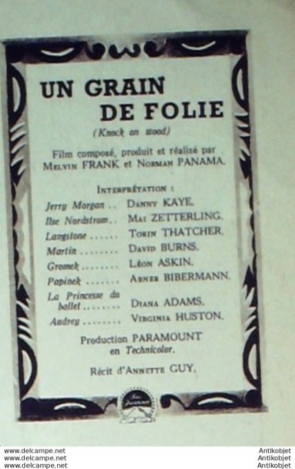 Un Grain De Folie Danny Kaye Diana Adams + Film