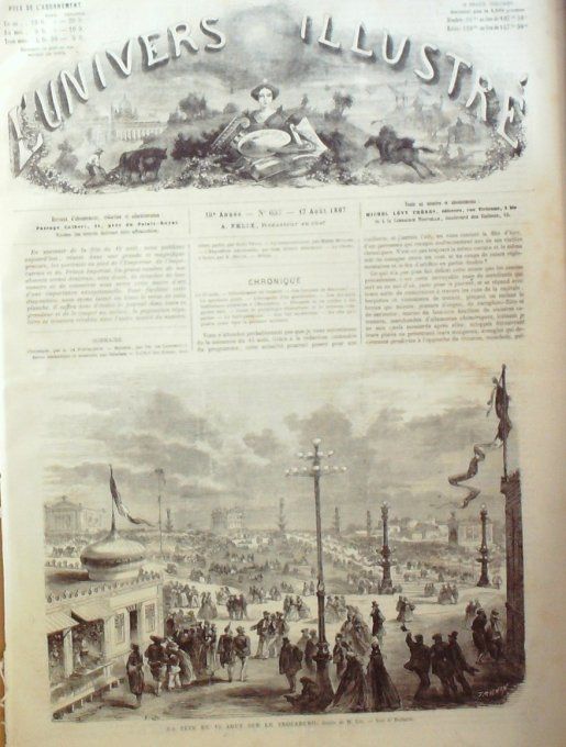 L'Univers illustré 1867 # 657 Rome marché de Guetto Canon-révolver Tunis Bardo Bey Suède Norvège cos