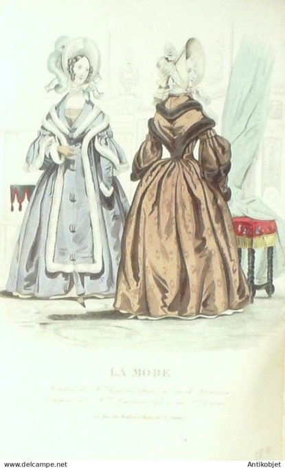 Gravure La mode 1837 # 580 (aquarelle old Fashion plate)