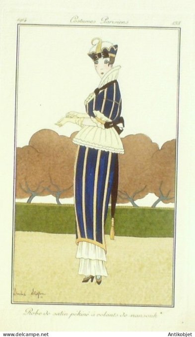 Gravure Mode Costume Parisien 1914 # 138 Stefan Andre (eau forte)