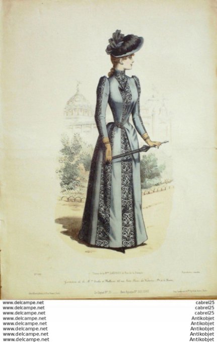 Gravure Mode Le Coquet 1889 # 35 (Old Fashion plate)