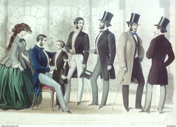 Gravure Mode Le Progres 1857- 5 (Old Fashion plate) Rare