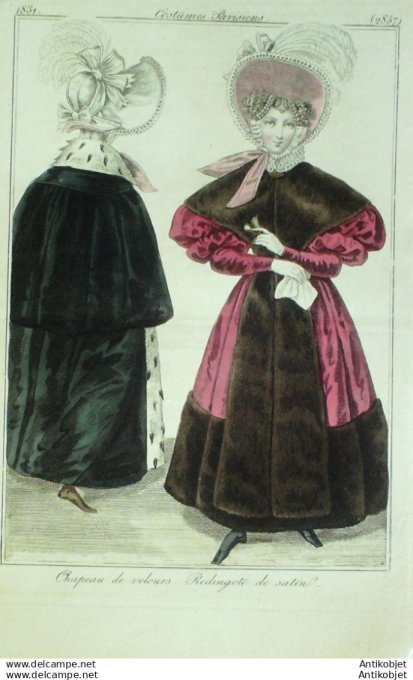 Gravure Mode Costume Parisien 1831 # 2857 (eau forte old Fashion plate