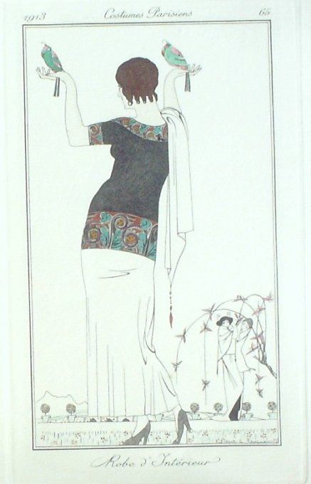 Legrain Pierre Pochoir Mode Art Deco n°  65-1913 Journal des Dames