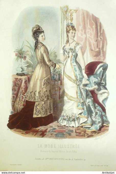 Gravure Mode illustree 1877 # 50 (Old Fashion plate)