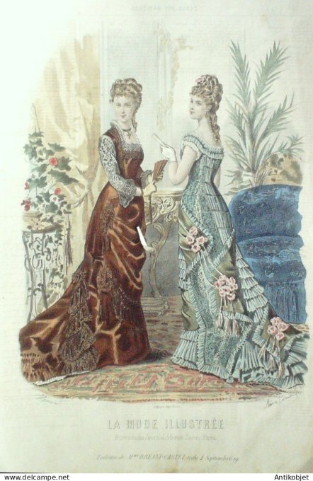 Gravure Mode illustree 1878 #  1 (Old Fashion plate)