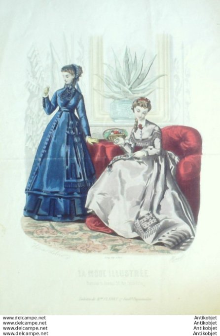 Gravure Mode illustree 1868 #  2 (Old Fashion plate)