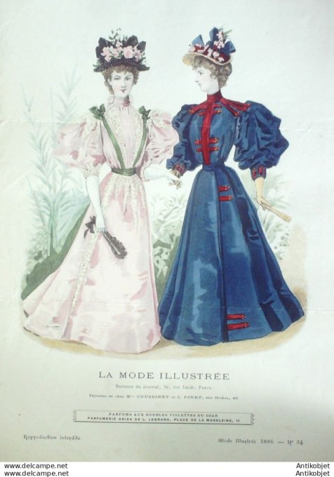 Gravure Mode illustree 1895 # 34 (Old Fashion plate) rare