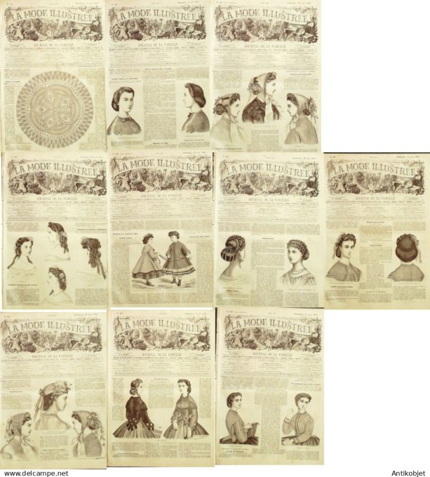 Mode illustree  1865 Lot de 10 journaux