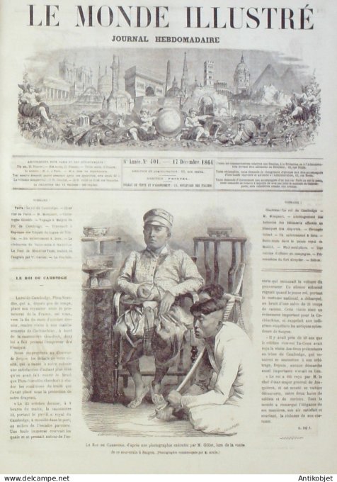 Le Monde illustré 1864 n°401 Cambodge le roi Saigon Gênes Italie Ch Colomb Fort Kreyder