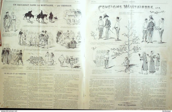 Le Journal Amusant 1890 n°1774 Consigne m él étairre Baccarat dans la montagne  papillonnades des va