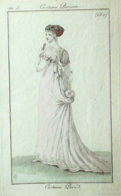 Gravure Mode Costume Parisien 1805 an 13 # 660 (eau forte old Fashion plate