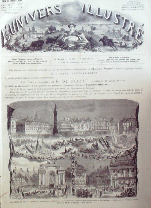 L'Univers illustré 1867 # 650 Lille Dunkerque (59) Reine Victoria Dr Velpeau 