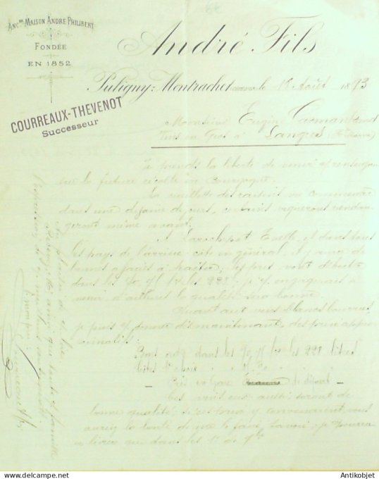 Facture André fils (Viticulteur) 1893 Puligny Montrachet (21)