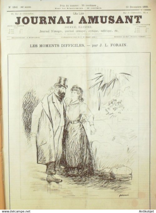 Le Journal Amusant 1891 n°1841 Voyages sans Paris Pr é-Martin Blim et Toche la pièce fausse