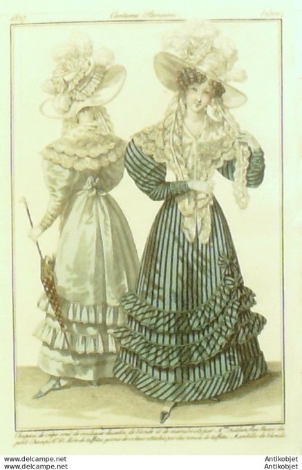 Costume Parisien 1827 # 2502 Robe de taffetas garnie de volants
