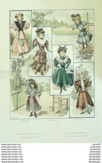 Gravure Mode La Gazette 1894 # 13 (Old Fashion plate)