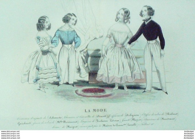Gravure La mode 1841 # 29 (aquarelle old Fashion plate)