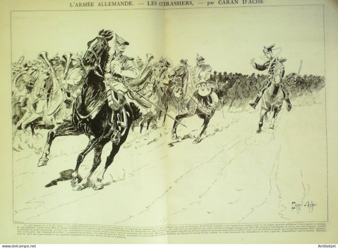 La Caricature 1884 #260 Armée Allemande Cuirassiers Caran d'Ache