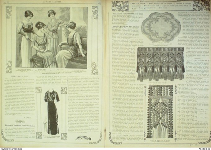 La Mode illustrée journal 1911 n° 51 Toilettes Costumes Passementerie