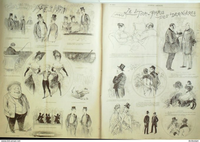 Le Journal Amusant 1891 n°1841 Voyages sans Paris Pr é-Martin Blim et Toche la pièce fausse