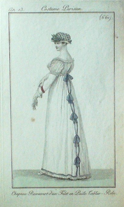 Gravure Mode Costume Parisien 1805 an 13 # 661 (eau forte old Fashion plate