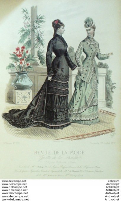 Gravure Mode La Gazette 1877 # 291b (Old Fashion plate)