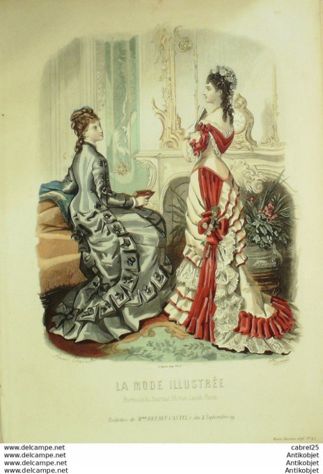 Gravure de mode La Mode illustrée 1876 n°43 (Maison Bréant-Castel)