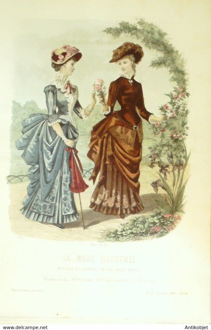 Gravure de mode La Mode illustrée 1883 n°10 (Maison Fladry-Coussinet)