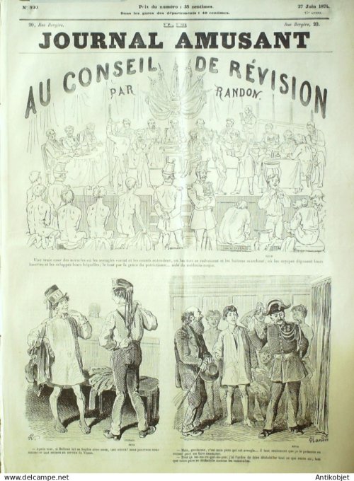 Le Journal Amusant 1874 #  930 Au conseil de revision par Randon