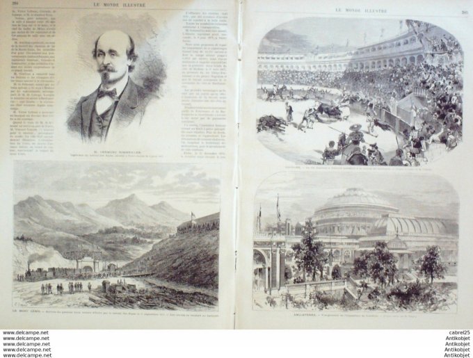 Le Monde illustré 1871 n°754 St-Denis (93) Espagne Valence Taureaux Italie Mont Cenis Usa Iles Vierg